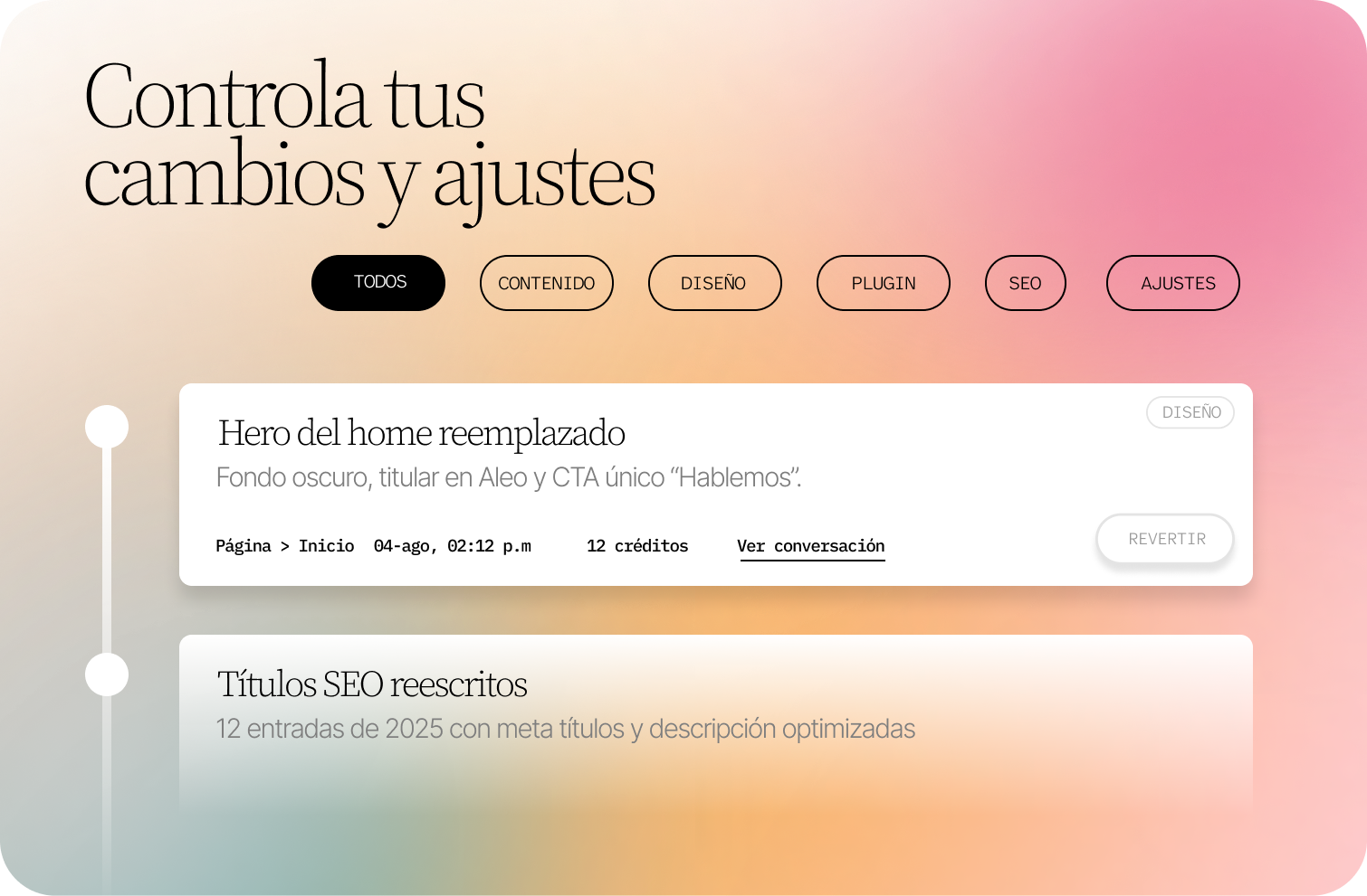 Controla tus cambios y ajustes
